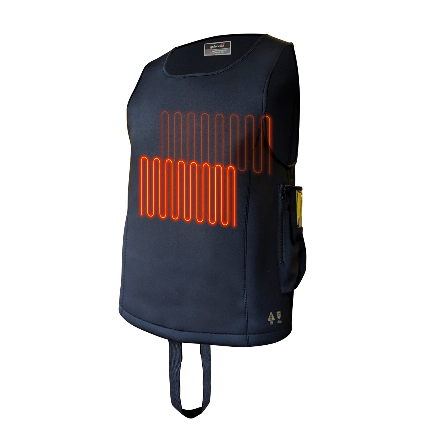 Glovii waterproof heated vest, 32 W, 100 m depth, battery included