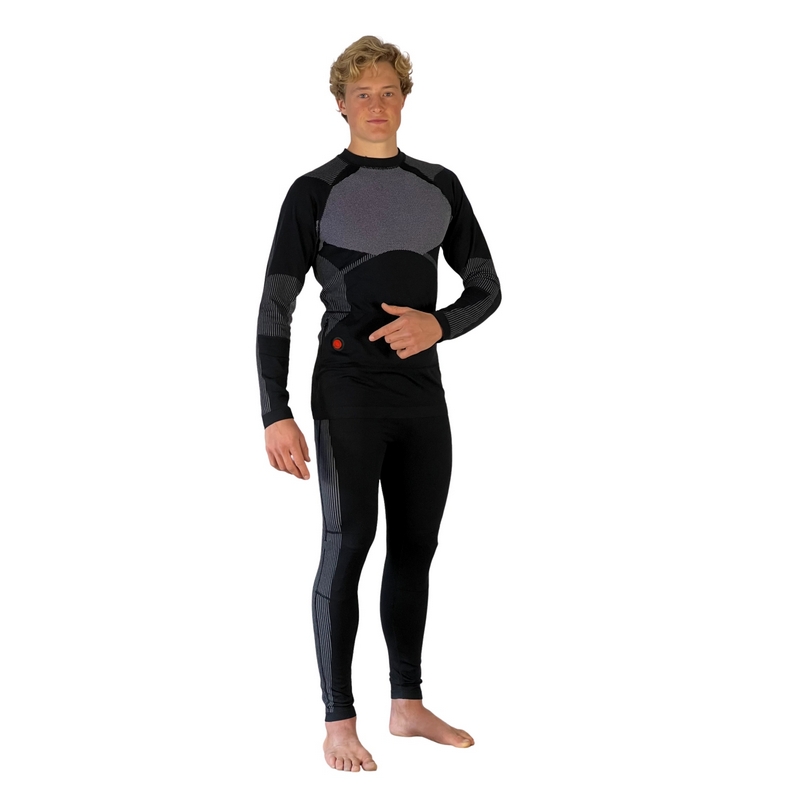 Set of heated thermoactive underwear, a long-sleeved shirt and trousers