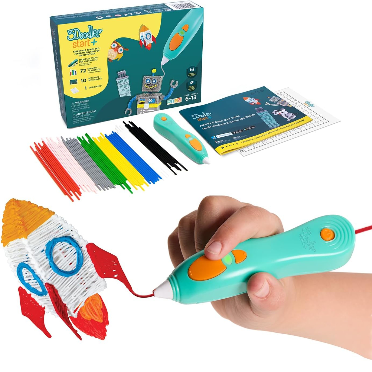 Długopis do druku 3D dla dzieci w wieku od 6 lat 3Doodler Start Plus, zestaw podstawowy